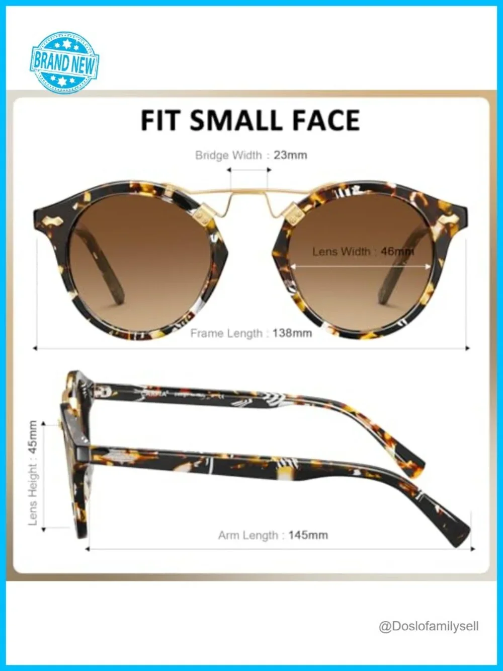 Small Face Round Acetate Polarized Sunglasses Women UV Protection
